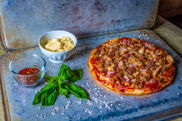 pizza and ingredients