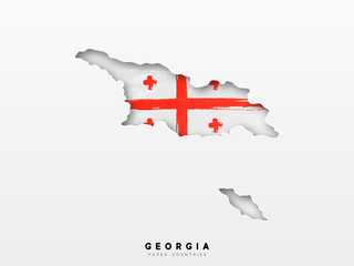 Georgia detailed map with flag of country. Painted in watercolor paint colors in the national flag