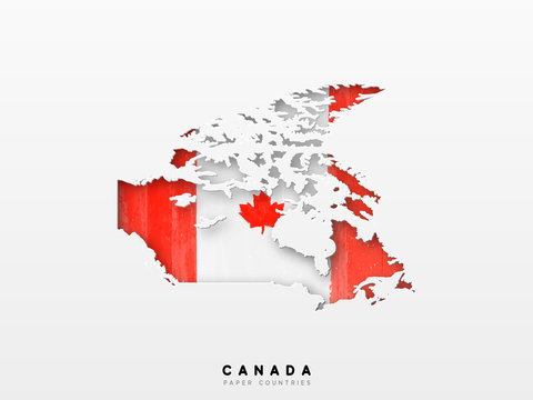 Canada Detailed Map With Flag Of Country