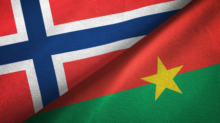 Norway and Burkina Faso two flags textile cloth, fabric texture