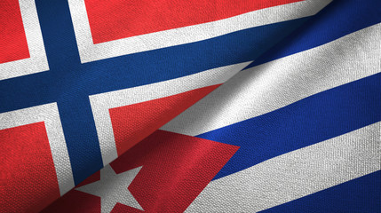 Norway and Cuba two flags textile cloth, fabric texture