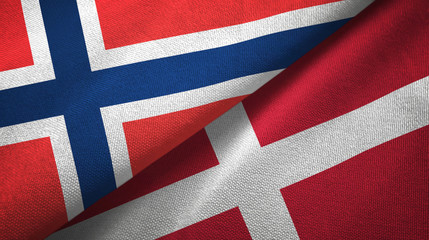 Norway and Denmark two flags textile cloth, fabric texture