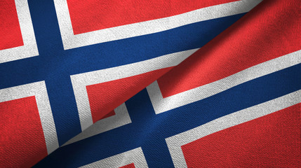 Norway two flags textile cloth, fabric texture