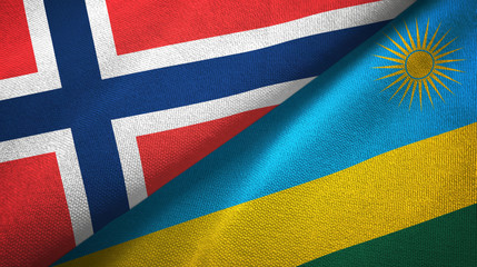 Norway and Rwanda two flags textile cloth, fabric texture