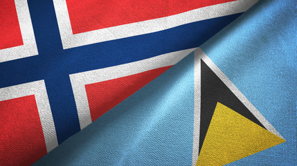 Norway and Saint Lucia two flags textile cloth, fabric texture