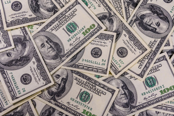 Background of the many american one hundred dollar banknotes