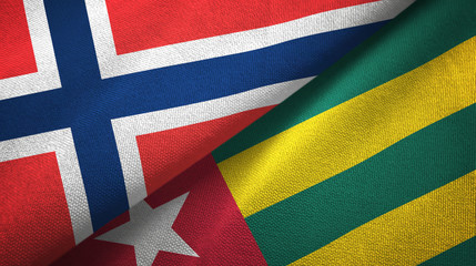Norway and Togo two flags textile cloth, fabric texture