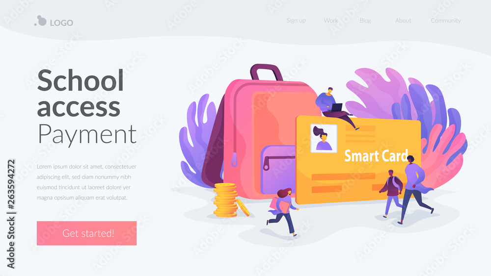 Poster student profile, school attendance, student identification microchip, school access concept. website