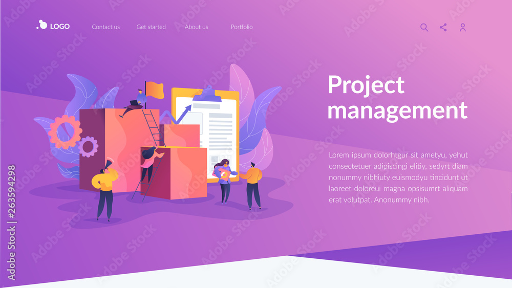 Poster project management, business analysis and planning, waterfall project management concept. website ho