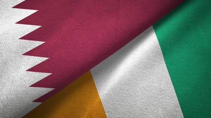 Qatar and Cote d'Ivoire Ivory coast two flags textile fabric texture