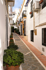 Marbella old town Andalucia Spain typical Spanish village whitewashed houses