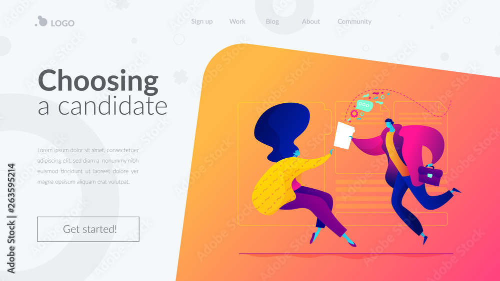 Poster job interview, working experience, recruitment, job application concept. website homepage interface 