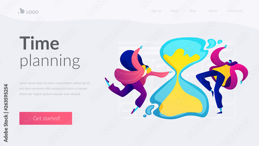 Poster time management, effective time spending, time planning concept. website homepage interface ui templ