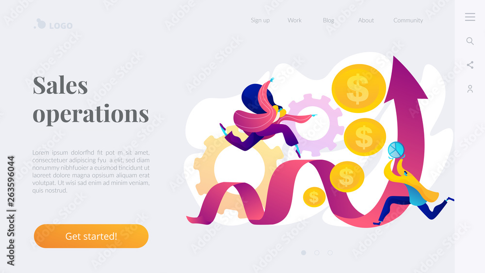 Poster sales growth and manager, accounting, sales promotion and operations concept. website homepage inter