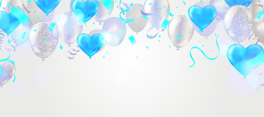 Happy Birthday design balloons Flying for Party greeting card, poster or banner with realistic