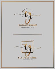 Initial T G TG handwriting logo vector. Letter handwritten logo template.