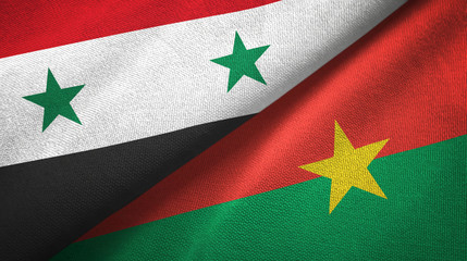 Syria and Burkina Faso two flags textile cloth, fabric texture