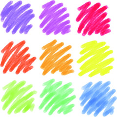Watercolor style pop colorful doodles background set