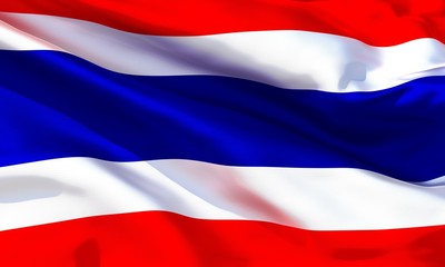 Realistic silk material Thailand waving flag, high quality detailed fabric texture. 3d illustration