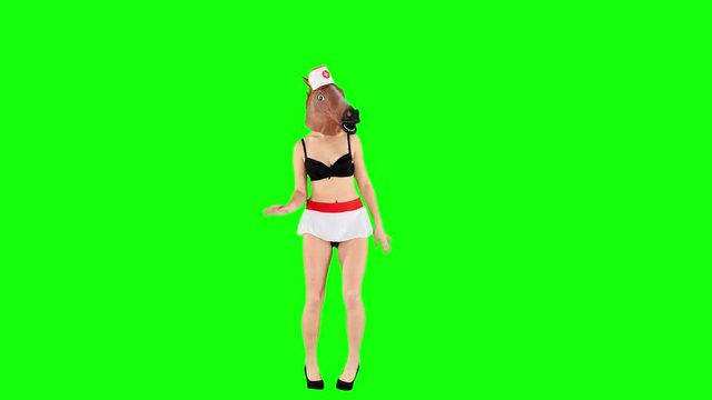 Female Doctor Having a Blast at the Disco Green Screen