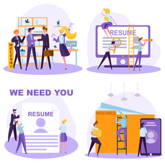 finding a new employee, expanding the company, new post available, the company needs a new worker, Vector image, flat design, modern colorful illustration with characters.