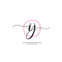 I J IJ Initial letter handwriting and  signature logo.