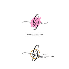 B J BJ Initial letter handwriting and  signature logo.