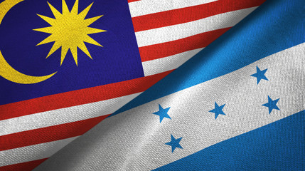 Fototapeta premium Malaysia and Honduras two flags textile cloth, fabric texture