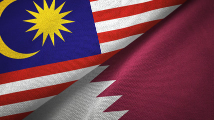 Malaysia and Qatar two flags textile cloth, fabric texture
