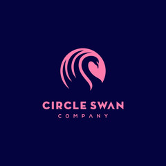 swan logo with circle design vector illustration