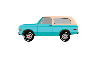 Classic pickup truck. Flat vintage retro truck logo.