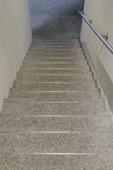 Fototapeta na wymiar Empty stair with steel railing - Indoor modern architecture - design / interior
