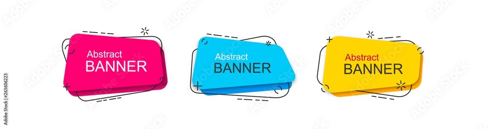 Poster Set of abstract flat banners. Template ready for use in web or print design.