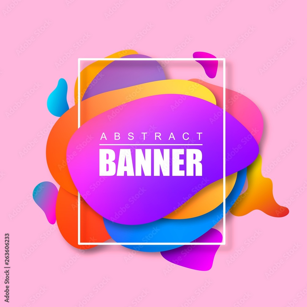 Poster Modern abstract banner. Gradient geometric shape of different colors. Template ready for use in web or print design.