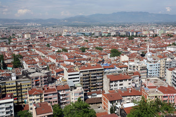 Naklejka na ściany i meble City of Bursa in Turkey. Bursa is the fourth most populous city in Turkey and was the second capital of the Ottoman State.