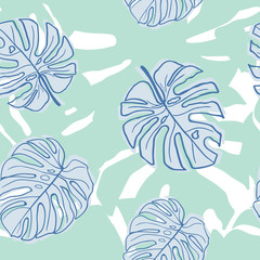 Modern tropical leaves seamless pattern design