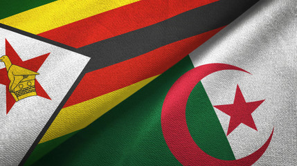 Zimbabwe and Algeria two flags textile cloth, fabric texture