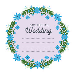 wedding card and frame with flowers amd branches leaves