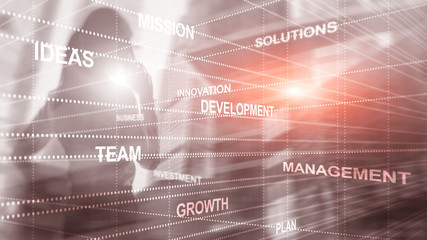 Abstract business background. Universal Wallpaper Finance concept. Silhouettes of people mixed media futuristic. Idias mission innovation