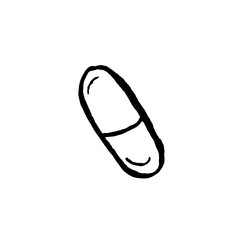 Pill icon. Grunge dry brush vector illustration.
