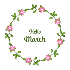 Vector illustration bright flowers frame for invitation hello march