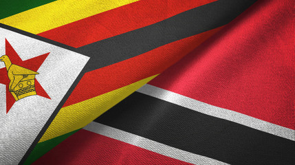 Zimbabwe and Trinidad and Tobago two flags textile cloth, fabric texture