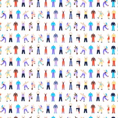 Dancing Disco People Characters Seamless Pattern