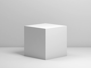 White cube. 3d render illustration - obrazy, fototapety, plakaty