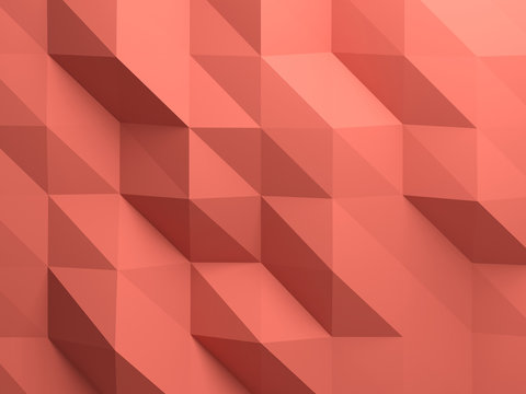 Red Digital Polygonal Pattern. Abstract