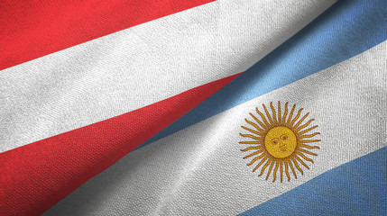 Austria and Argentina two flags textile cloth, fabric texture