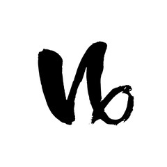 Zodiac sign Capricorn. Vector dry brush illustration isolated on white background.