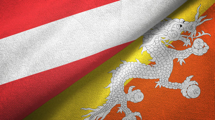 Austria and Bhutan two flags textile cloth, fabric texture