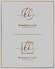 Initial L LL handwriting logo vector. Letter handwritten logo template.