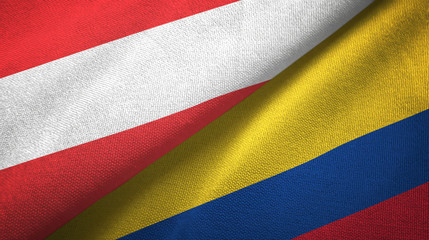Austria and Colombia two flags textile cloth, fabric texture